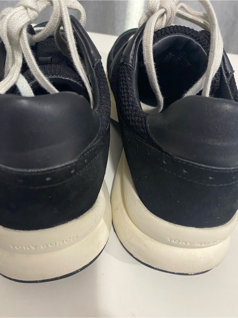 Tory Burch Black Leather Lace Up Sneakers Size 10M Used - Picture 4 of 9